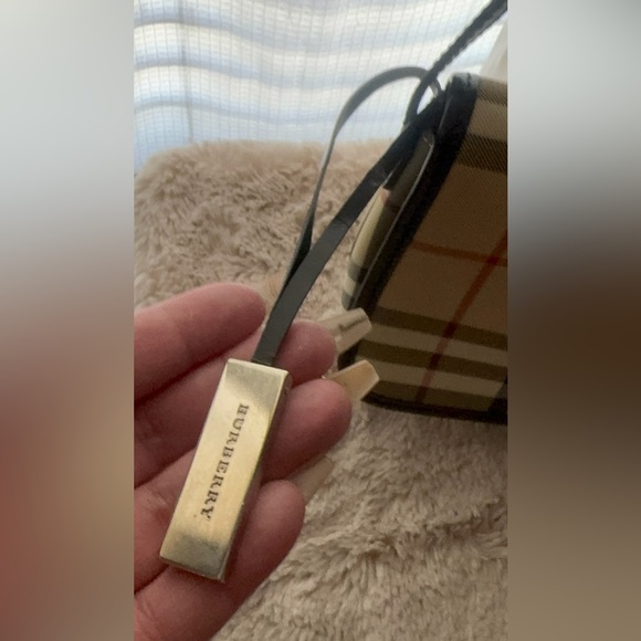 SALE ENDS AT MN ❤️ EUC Burberry Haymarket Novacheck Canvas Baguette Shoulder Bag - Picture 16 of 17